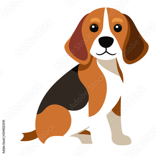 beagle dog isolated on white, Color vector illustration. Pet animal  