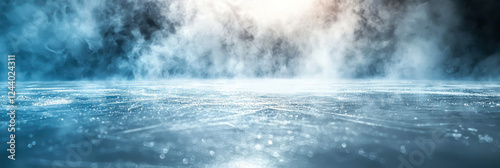 Wallpaper Mural Spectacular ice hockey arena with dramatic lights, fog, and skate marks. Frozen rink ready for action, perfect for sports, competition, championship, dynamic winter game backgrounds.Generative ai Torontodigital.ca