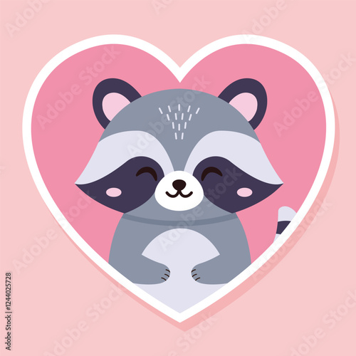 A raccoon in love. Cartoon characters. Vector illustration.