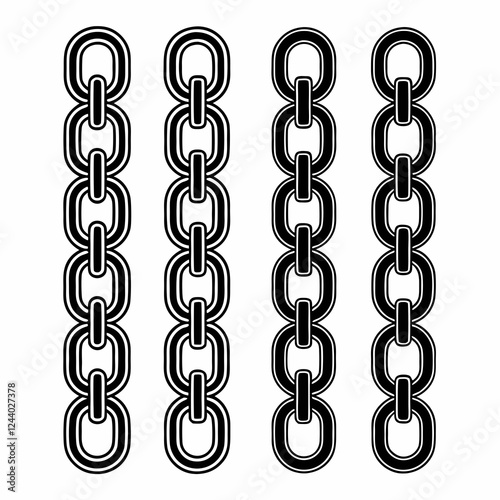 Set of Chain Link Vector Icons in Silhouette Style