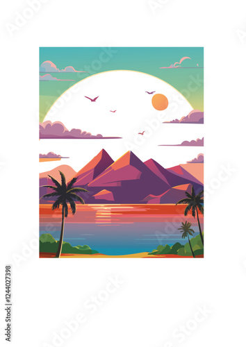 wunderschöne Wüsten Oase im Sonnenuntergang