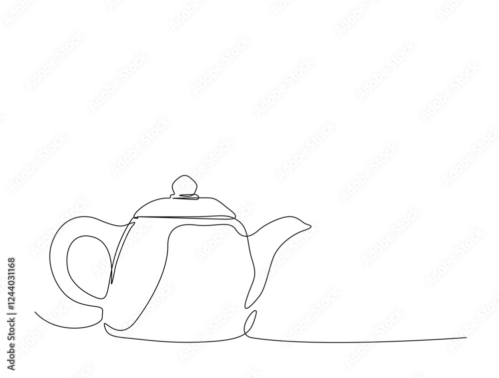 Continuous one line drawing of simple teapot. Teapot in single line draw illustration. Editable stroke. Continuous one line drawing of simple teapot. Teapot in single line draw illustration. Editable stroke.