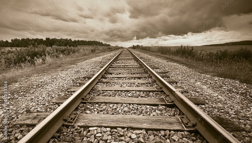 Fototapeta premium 흐린 날씨의 오래된 철길