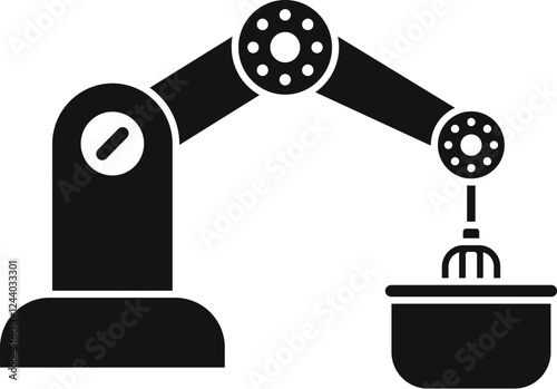 Robotic arm efficiently mixes ingredients in a bowl, symbolizing the growing role of automation in food processing and preparation