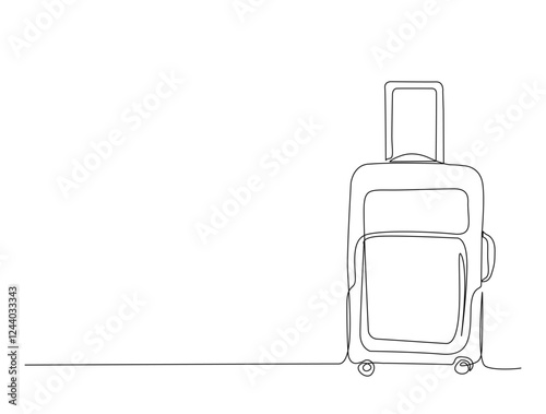 Continuous one line drawing of travel suitcase design. Travel bag in single line draw illustration. Editable stroke.