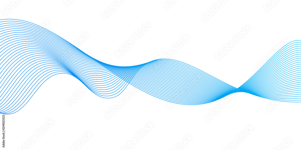 Fototapeta premium Wave with lines created using blend tool Abstract blue wave lines,abstract blue wave lines on white background,Curve wave seamless pattern. Line art striped graphic template,