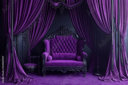 Luxurious Purple Velvet Room with Ornate Furniture