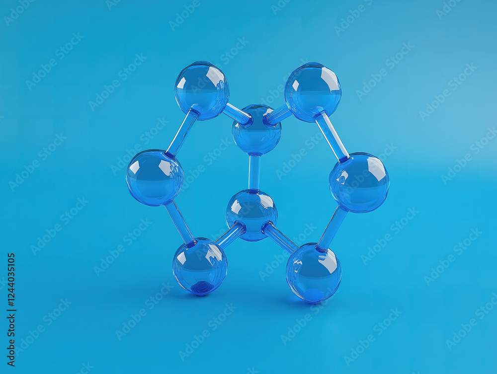 Abstract molecular model in translucent blue tones Abstract molecular model in translucent blue tones