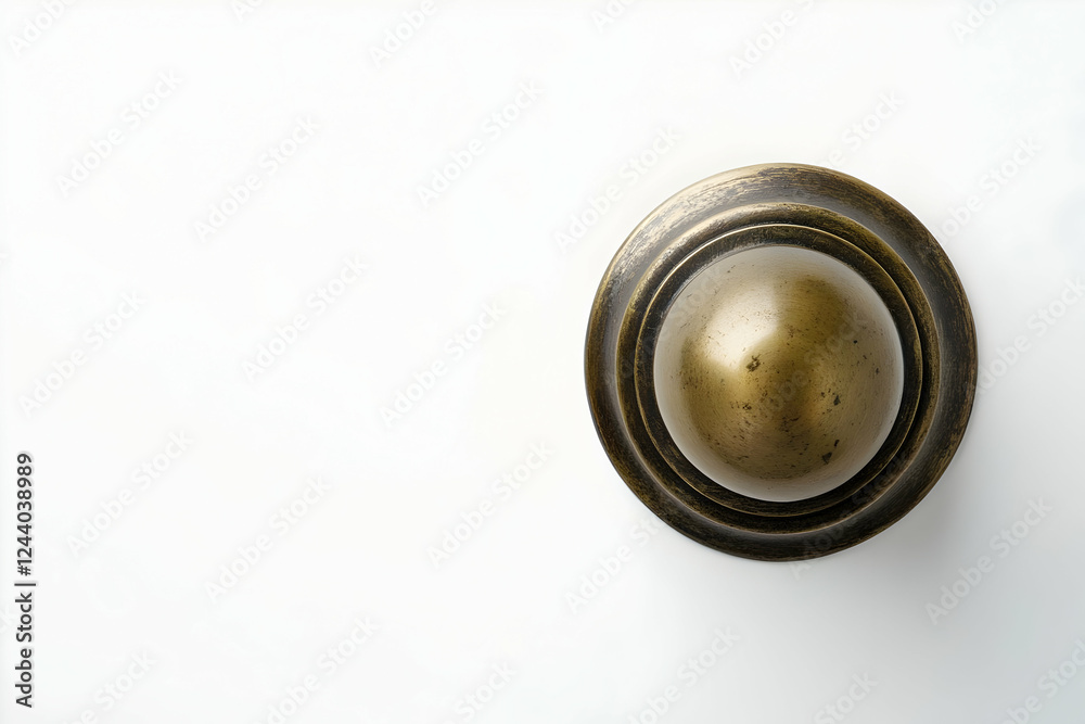 Brass bellhop button; white background; service Brass bellhop button; white background; service