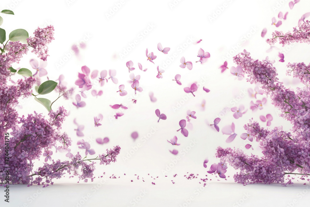 Obraz premium Beautiful lilac flowers creating a whimsical floating effect in a serene environment