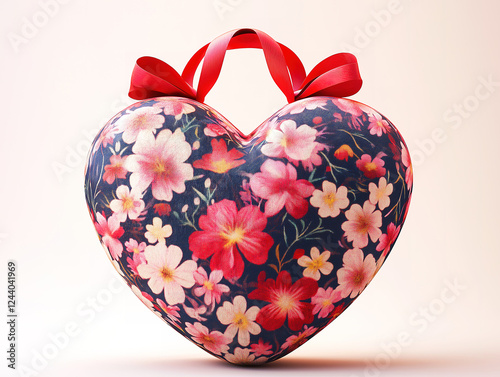 Heart-inspired romantic gift bag with delicate floral and ribbon details