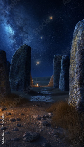 At night Under the starry sky the stone circles ac_001
