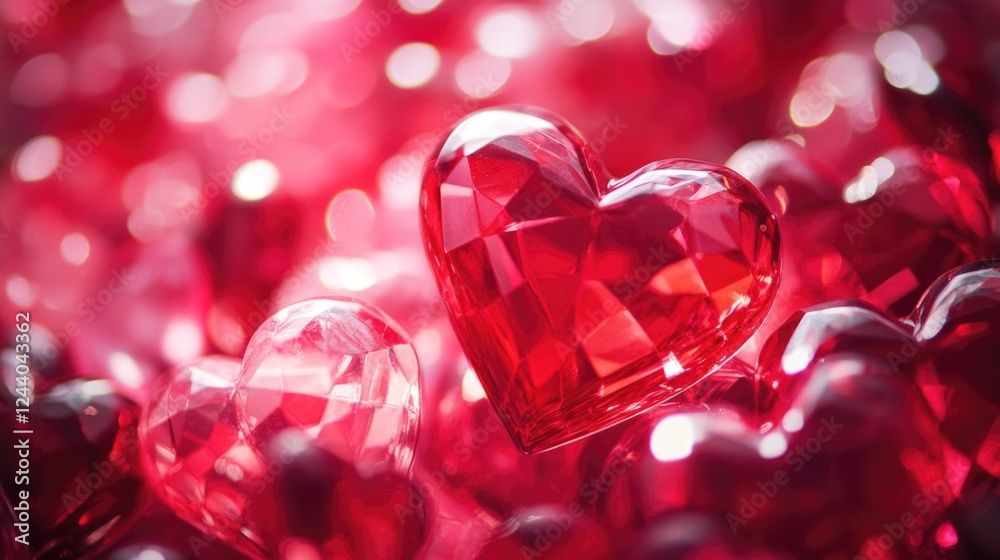 A red heart surrounded by numerous red crystals A red heart surrounded by numerous red crystals