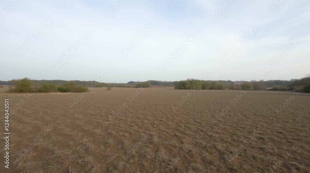 Expansive View of Bare Agricultural Field Under Clear Sky Expansive View of Bare Agricultural Field Under Clear Sky