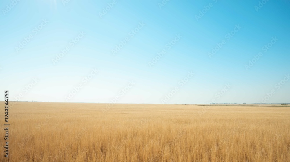 Expansive Golden Wheat Field Under Clear Blue Sky in Daytime Expansive Golden Wheat Field Under Clear Blue Sky in Daytime