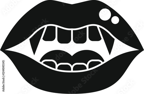 Black lips showing fangs baring teeth, ideal for halloween projects