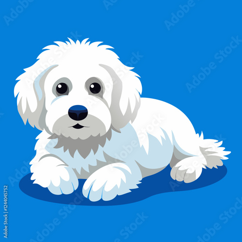 bichon frise dog isolated on white, Color vector illustration. Pet animal  