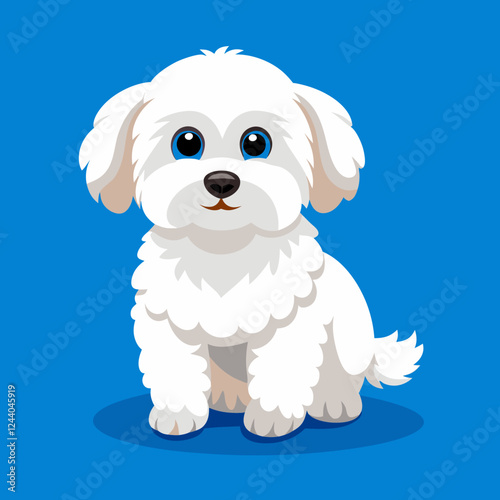 bichon frise dog isolated on white, Color vector illustration. Pet animal  