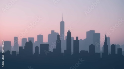 Wallpaper Mural Serene City Skyline Silhouette Against Soft Pink and Blue Sky Torontodigital.ca