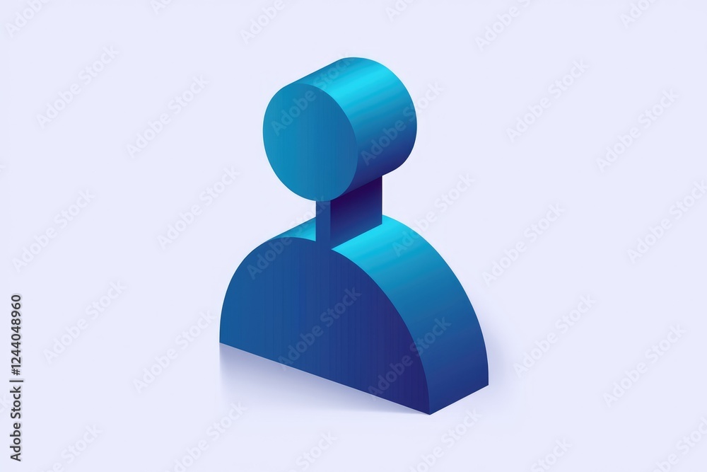 Isometric 3D blue user profile icon, representing a person or account. Isometric 3D blue user profile icon, representing a person or account.