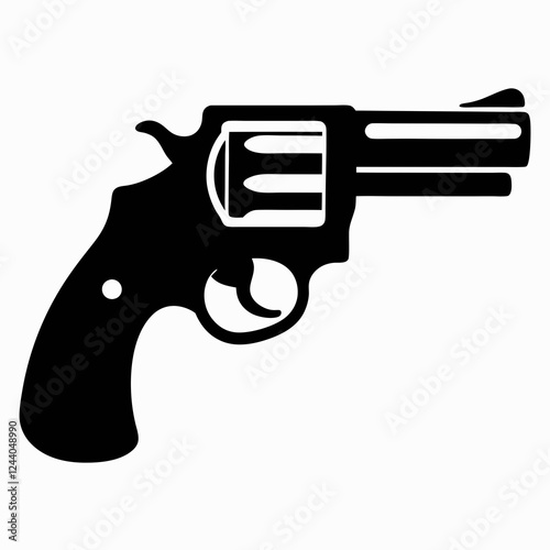 Revolver Gun Firing Silhouette Vector Illustration.