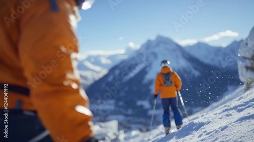 Wallpaper Mural A person skiing down a mountain wearing an orange jacket Torontodigital.ca