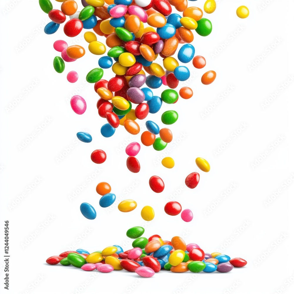 Fototapeta premium Colorful chocolate candies falling from the sky
