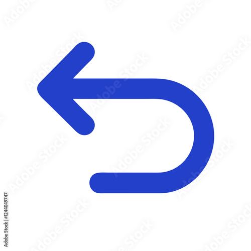 Stylized curved left arrow icon, representing return and navigation in a modern design