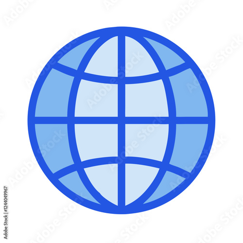 Stylized globe icon, modern design with clean lines, representing global connectivity and geography
