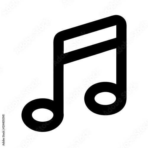 Simple musical note icon, bold design, representing music and rhythm