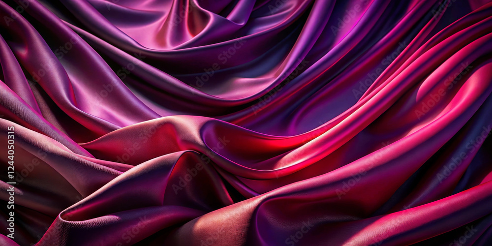 Obraz premium Rich, flowing waves of deep purple and vibrant red create a luxurious, silky sheen across the fabric. Light brings out a luminescent quality, highlighting the smooth contours and folds.AI