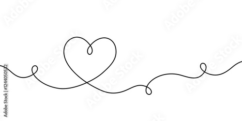 Heart line. Hearts continuous one line drawing. Hand drawn art oneline icon. Love design. Hand draw hearth sketch. Single lineart. Wedding black print isolated on white background. Vector illustration
