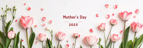 Celebrate Mother's Day with beautiful pink flowers on a light background for 2025