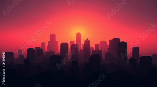 Wallpaper Mural Vibrant Sunset Over Urban Skyline Silhouette with Colorful Glow Torontodigital.ca