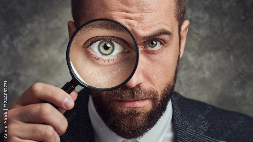 Portrait of a man with magnifying glass Portrait of a man with magnifying glass