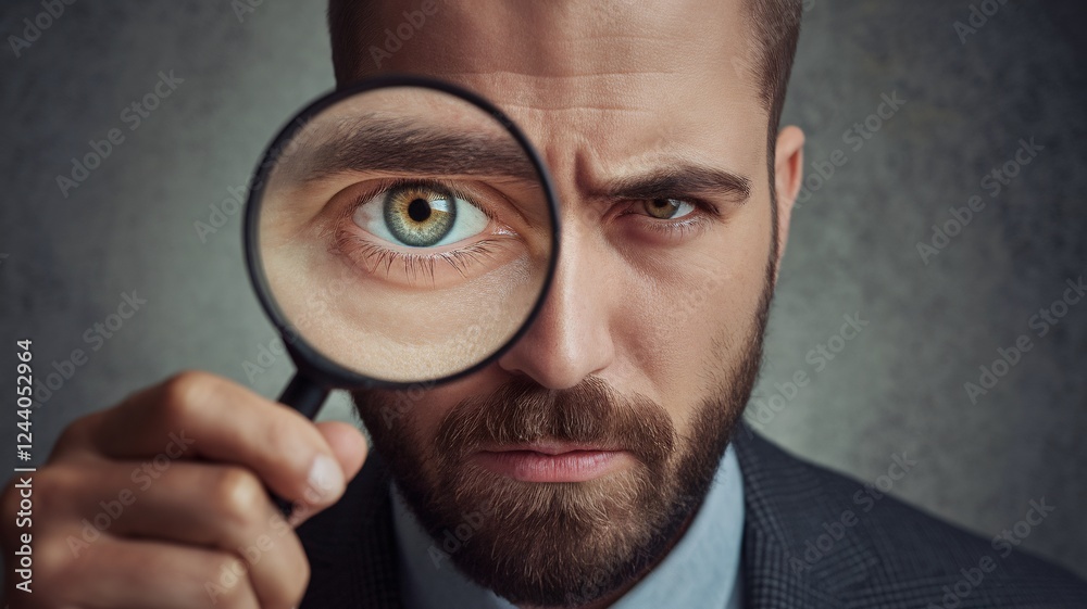 Portrait of a man with magnifying glass Portrait of a man with magnifying glass