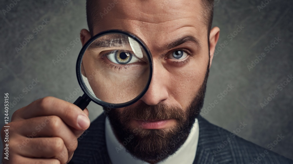 Portrait of a man with magnifying glass Portrait of a man with magnifying glass