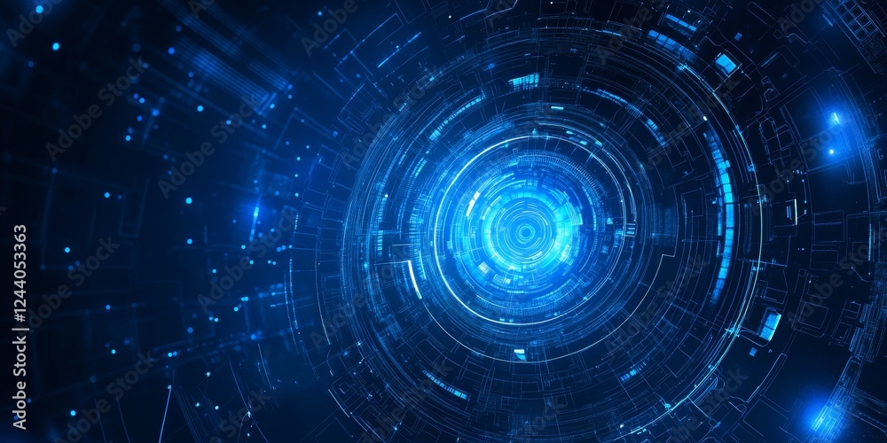 Futuristic digital tunnel glowing blue, data streams background, tech website banner Futuristic digital tunnel glowing blue, data streams background, tech website banner