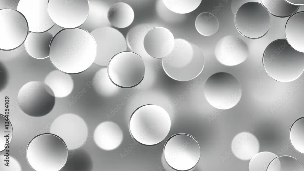 Dynamic motion of floating gray spheres creating a mesmerizing optical illusion effect