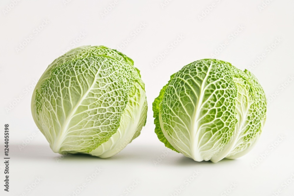Fototapeta premium Two heads of cabbage on a clean white surface