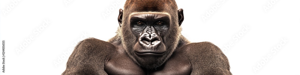 Obraz premium Close-up view of a gorilla's face on a white background