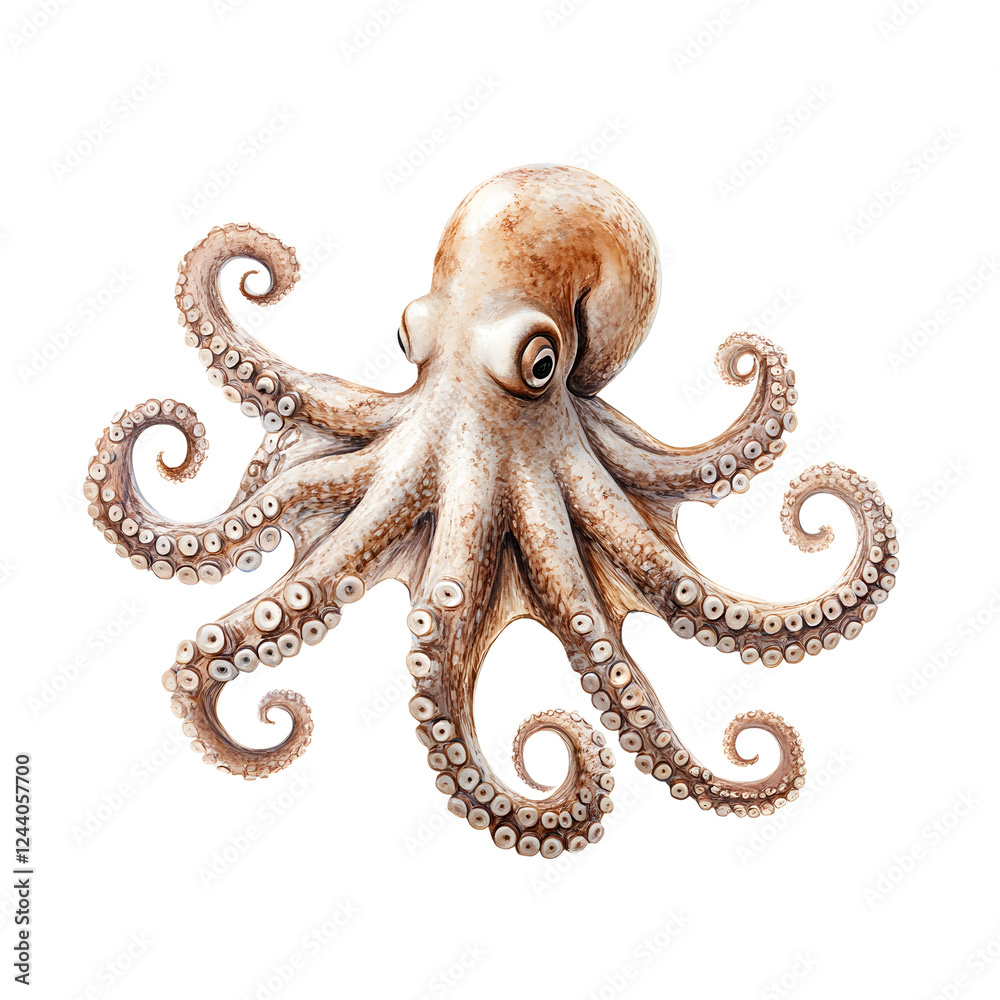 Obraz premium Detailed Close up of a Beautiful Octopus Against Transparent Background