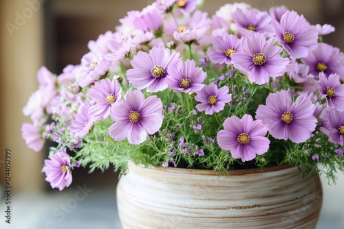 Wallpaper Mural A still life of purple flowers arranged in a vase, placed on a table Torontodigital.ca