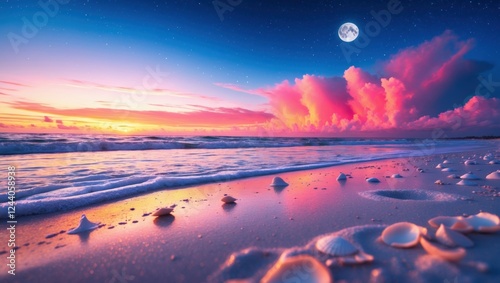 Beautiful sea and planets