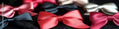 Close-up shot of a collection of colorful bows on a table photo