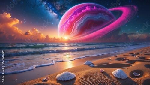 Beautiful sea and planets
