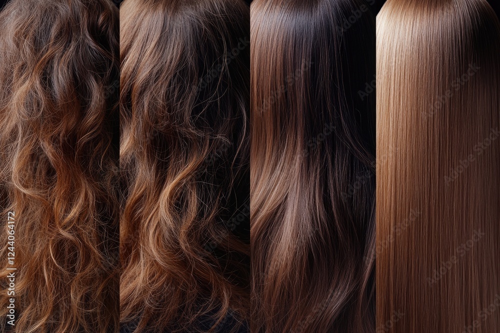 Obraz premium A group of women admiring themselves in front of a mirror, all with long hair