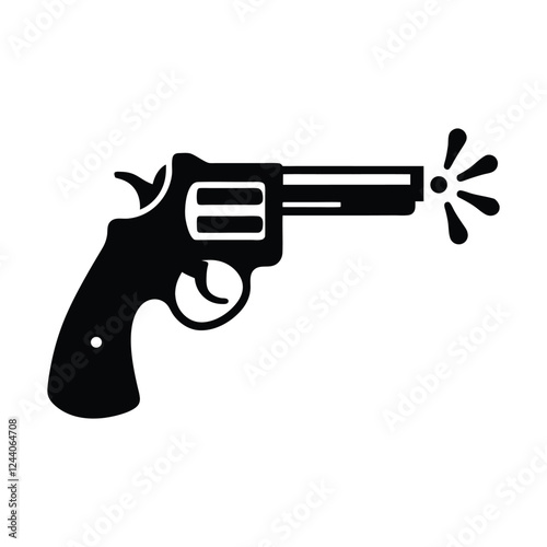 Revolver Gun Firing Silhouette Vector Illustration.