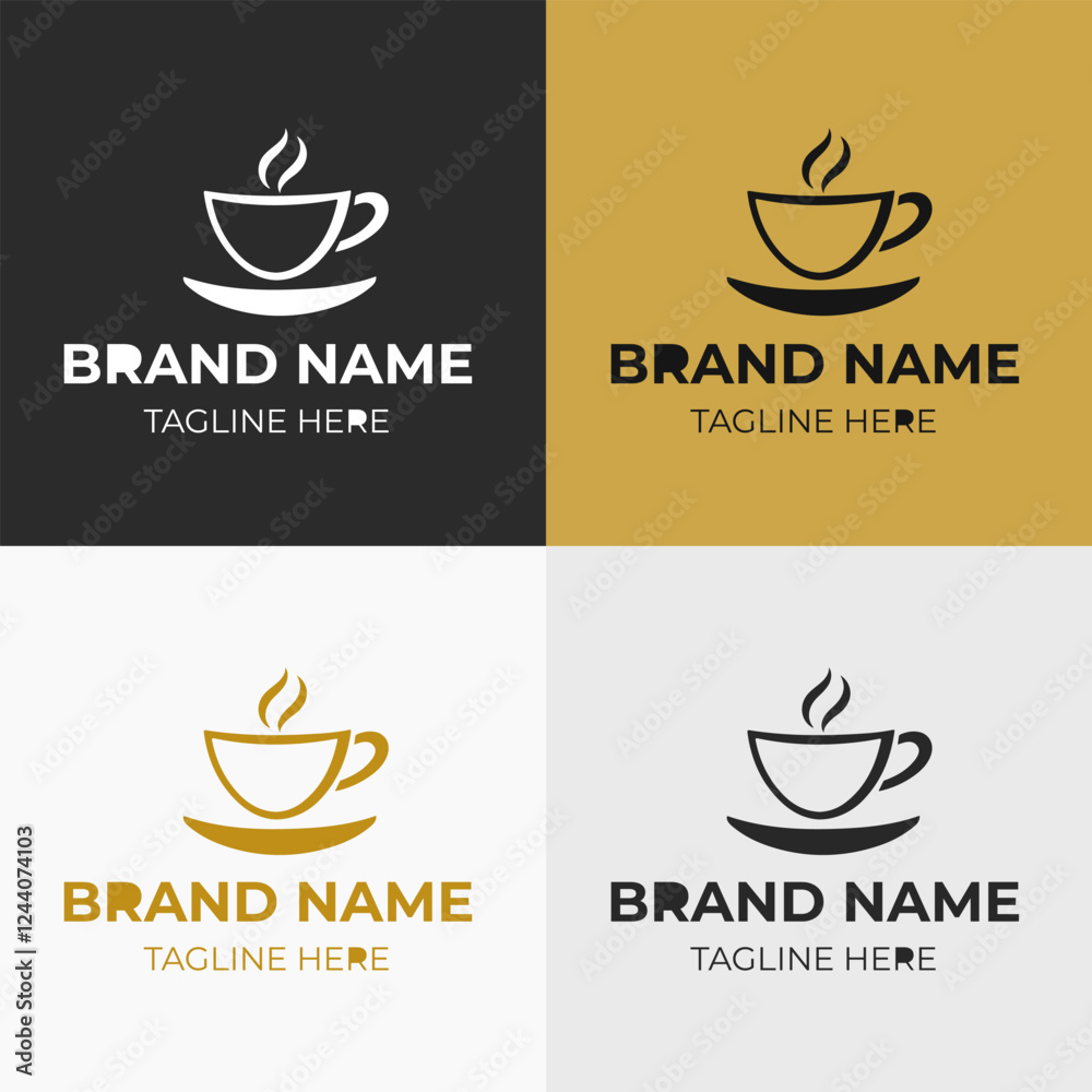 Set of some creative coffee shop logo design templates Set of some creative coffee shop logo design templates