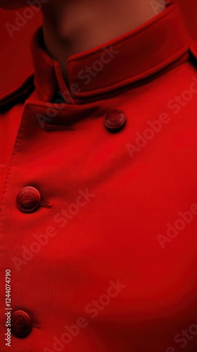 Red military uniform, close-up, fashion background